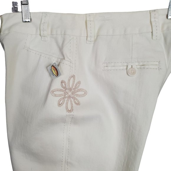Talbots NWT Size 8P 8 Petite Pants Cotton Denim Floral Embroidered NWT Stretch - Picture 9 of 10